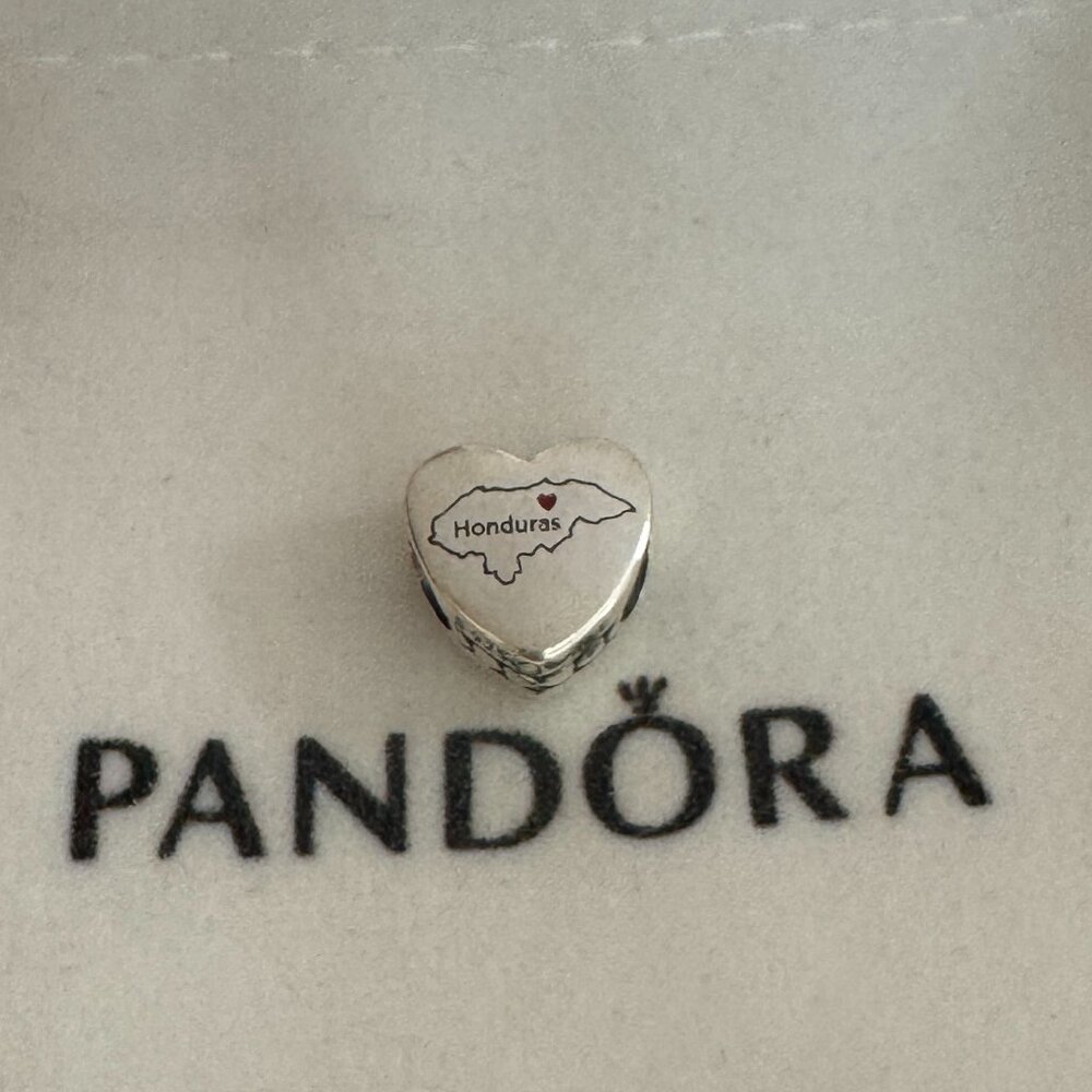Pandora Honduras Map Dangle Charm,Heart Bead Charm Pendant